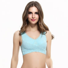 Load image into Gallery viewer, M-3XL Women Underwear Sexy Lingerie Lace Solid Color Cross Side Buckle Wireless Push up Breathable Sleep Sports Bra бюстгалтер